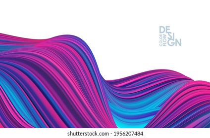 Vector illustration: Modern abstract banner background with 3d twisted color flow liquid shape. Acrylic paint design