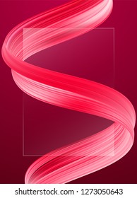 Vector illustration: Modern abstract blank background with 3d twisted red flow liquid shape. Acrylic paint design