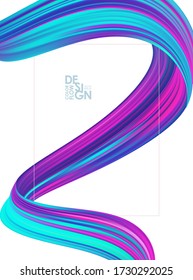 Vector illustration: Modern abstract blank background with 3d twisted colorful flow liquid shape and frame. 