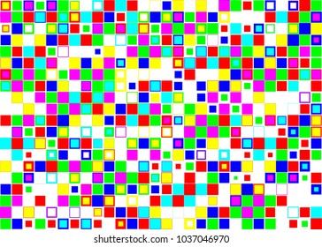 Vector illustration, modern abstract color backdrop with squares in pop art style, bright background for postcard, website, interior design, advertising