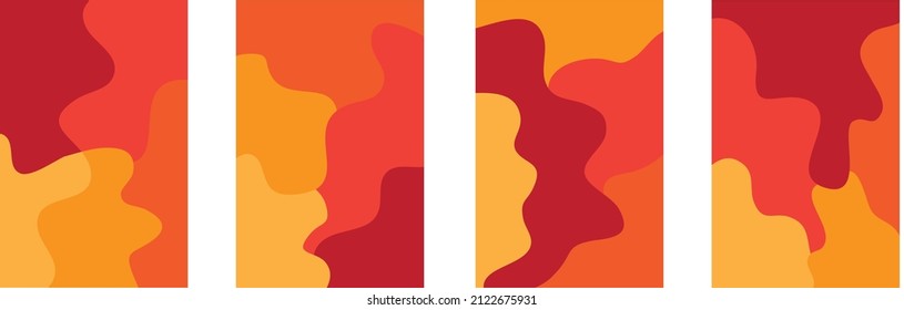 vector illustration. Modern abstract cover set, minimal cover design. Colorful geometric background. red orange colors