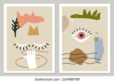 Ilustración vectorial del conjunto de cubiertas abstractas modernas, diseño de cubierta mínimo. Fondo geométrico colorido adecuado para la decoración de las paredes, papel de pared.
