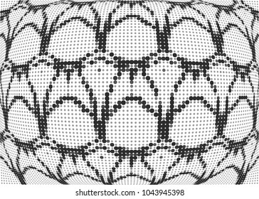 Vector illustration, modern abstract halftone backdrop in white and black tones in pop art style, monochrome background with convex image effect