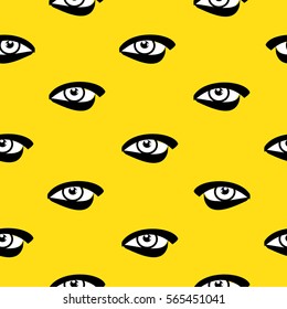 Vector illustration modern, abstract seamless pattern with eyes. Psychedelic eye background, backdrop
