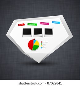 Vector illustration of modern advertisement paper origami label over linen texture.