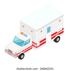 A vector illustration of an a modern Ambulance. Isometric Ambulance.