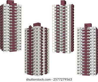 vector illustration of modern apartment hotel building construction design