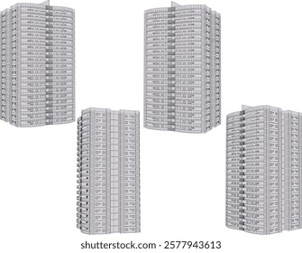 vector illustration of modern apartment hotel building construction design