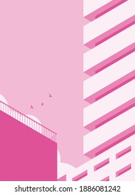 Vector illustration of modern architecture, Minimal architectural building poster.