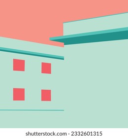 Vector illustration of modern architecture, Minimal architectural building poster. 
