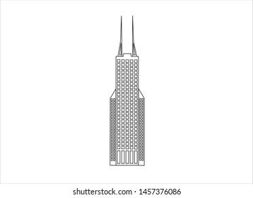 Vector illustration of modern architecture with pointed black and white lines