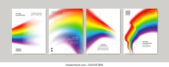 Vector illustration. Modern art graphic. Dynamic rainbow spectrum flow. Flowing gradient colorful wave. Design elements for poster, cover, magazine, layout, brochure, flyer. Copy space background