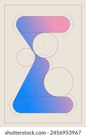 Vector illustration. Modern artwork. Abstract colorful geometrical figure with translucent against neutral background. Concept of real estate and architecture, education material.