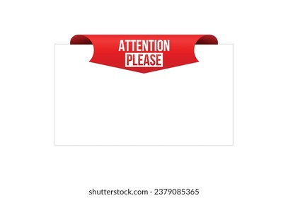 Vector illustration modern Attention please banner, Isolated web element.