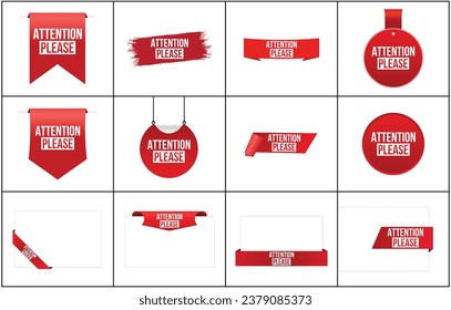 Vector illustration modern Attention please banner, Isolated web element.
