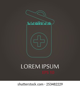 vector illustration of modern b lack icon trashcan
