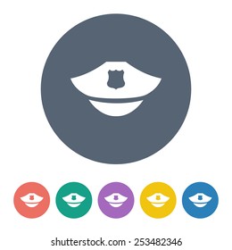 vector illustration of modern b lack icon police cap