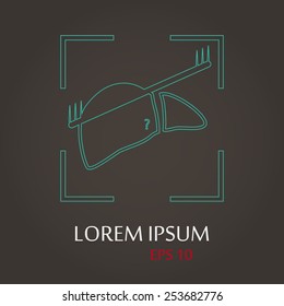 vector illustration of modern b lack icon scanning liver