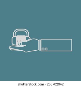 vector illustration of modern b lack icon lock