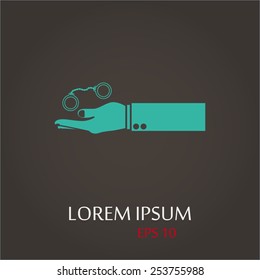 vector illustration of modern b lack icon police handcuffs