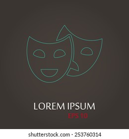 vector illustration of modern b lack icon mask movie