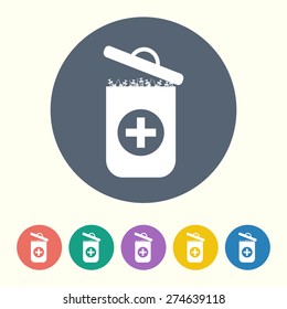 vector illustration of modern b lack icon trashcan