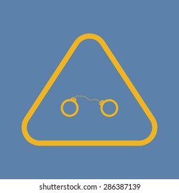 vector illustration of modern b lack icon police handcuffs