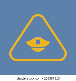 vector illustration of modern b lack icon police cap
