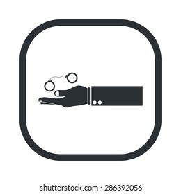 vector illustration of modern b lack icon police handcuffs