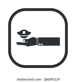 vector illustration of modern b lack icon police cap