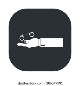 vector illustration of modern b lack icon police handcuffs