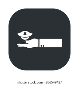 vector illustration of modern b lack icon police cap