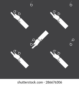 vector illustration of modern b lack icon police handcuffs