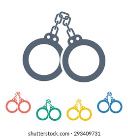vector illustration of modern b lack icon police handcuffs
