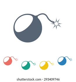 vector illustration of modern b lack icon bomb