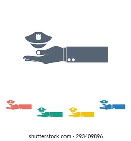 vector illustration of modern b lack icon police cap