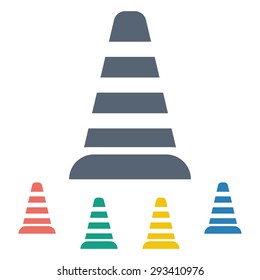 vector illustration of modern b lack icon traffic cone