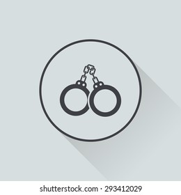 vector illustration of modern b lack icon police handcuffs