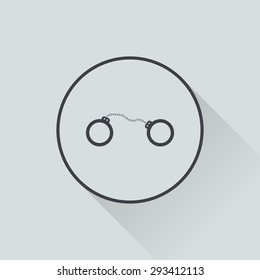 vector illustration of modern b lack icon police handcuffs