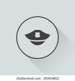 vector illustration of modern b lack icon police cap