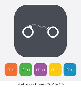 vector illustration of modern b lack icon police handcuffs
