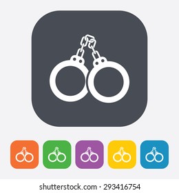 vector illustration of modern b lack icon police handcuffs