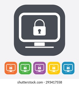 vector illustration of modern b lack icon monitor