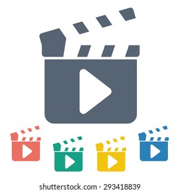 vector illustration of modern b lack icon clapper board