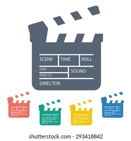 vector illustration of modern b lack icon clapper board