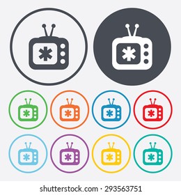 vector illustration of modern b lack icon medical tv