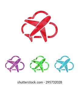 vector illustration of modern b lack icon airplane