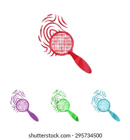 vector illustration of modern b lack icon fingerprint