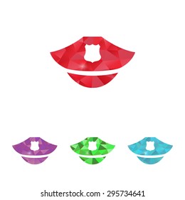 vector illustration of modern b lack icon police cap