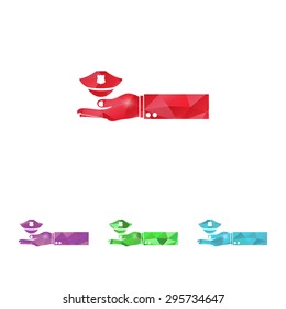 vector illustration of modern b lack icon police cap
